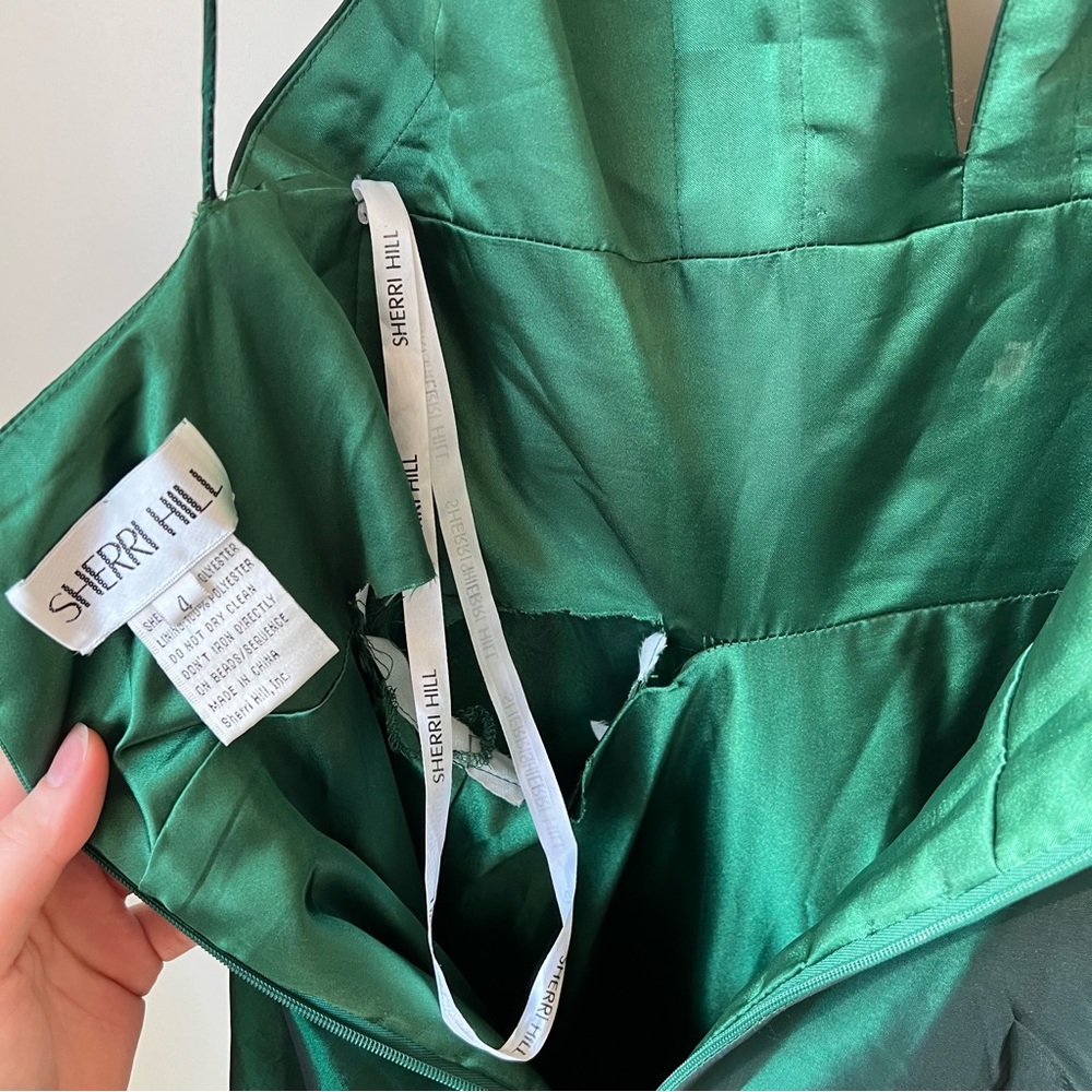 Sherri Hill Green Emerald Prom Dress - Picture 10 of 14